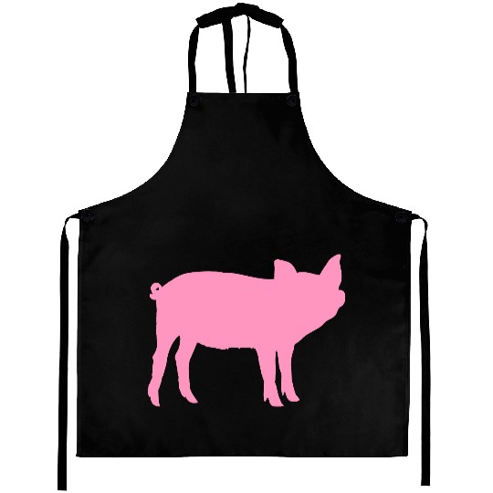 Pig Silhouette I Love pigs pink piggy piglet Aprons