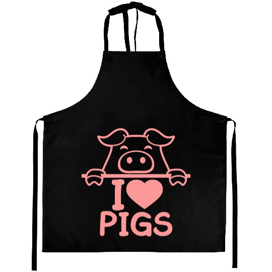 I Love Pigs pig heart piggy piglet comic funny Aprons