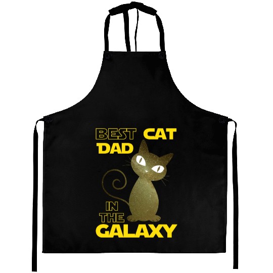 Galaxy Cat Best Cat Dad Aprons