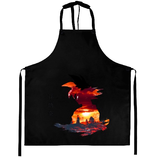 Manga Hero Sunset Silhouette Aprons