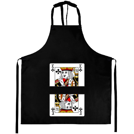 Playing card clover king with banner space Aprons