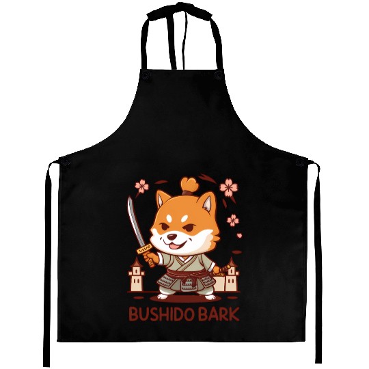 Chibi Shiba Inu Samurai Aprons