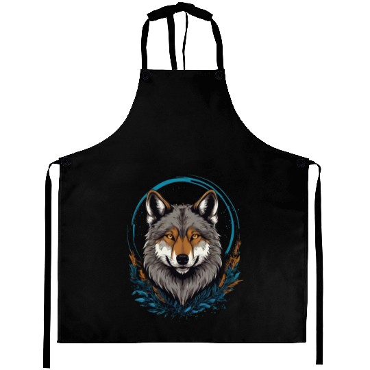 Flag Wolves July Howling Wolf Aprons