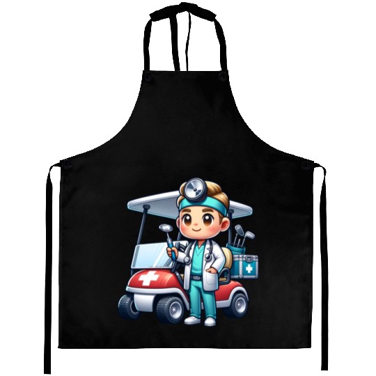 Cute golfer doctor standing Aprons