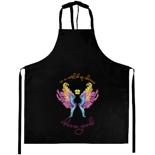 Neon angel wings with a crown Aprons