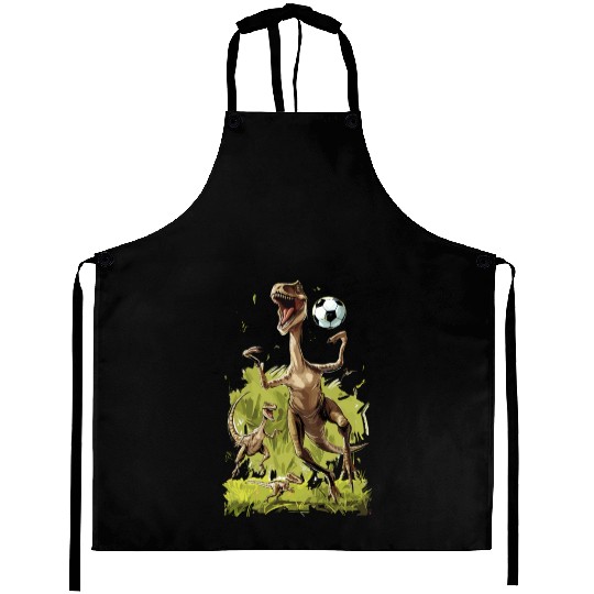 Soccer Ball Velociraptor Dinosaur Football Aprons