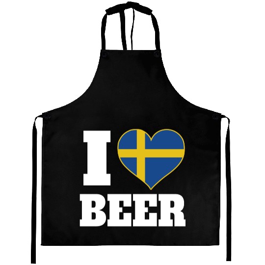 I Love Beer And Sweden Patriotic Expression Aprons