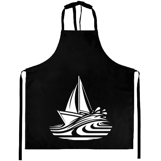 Fast Sailing Boat On Course In Big Waves Aprons