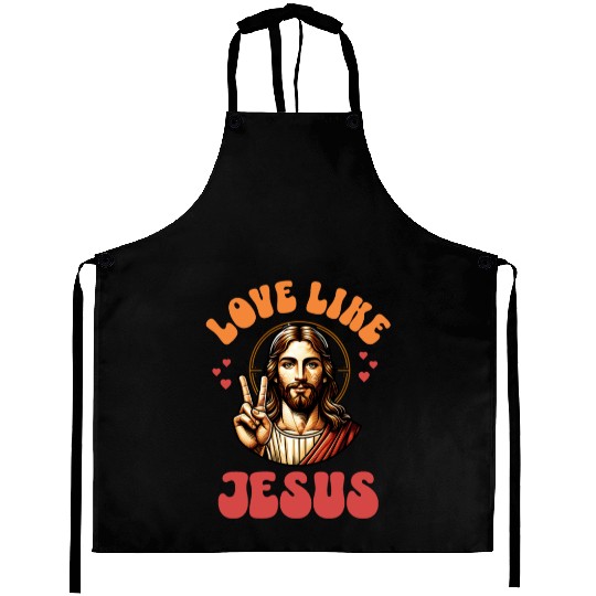 Love Like Jesus Retro 70s Style Aprons