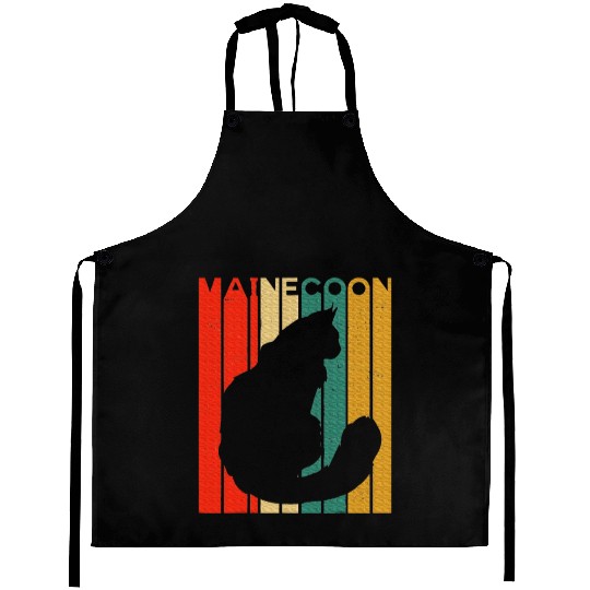 Maine Cat Silhouette Maine Lover Aprons