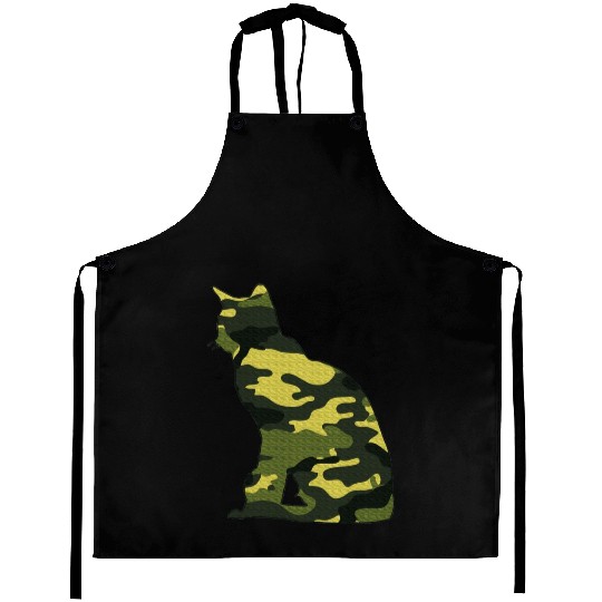 Military Burmese Camo Men Print US Cat Kitty Aprons
