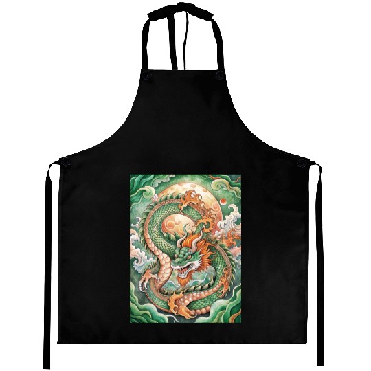 Traditional Chinese Dragon Ink Style Aprons