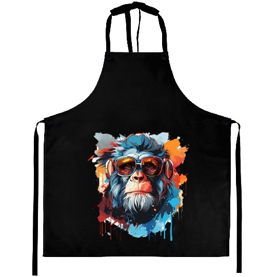 Monkey Head In Cool Aprons