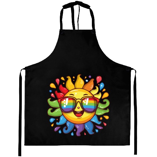 Rainbow Sun Queer LGBTQ Pride Month Fun Summer Aprons