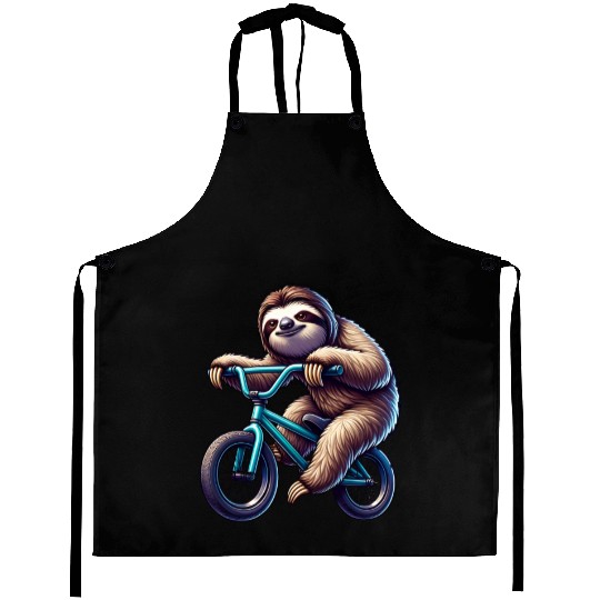 Sloth on BMX Bike Cool and Funny Design Aprons