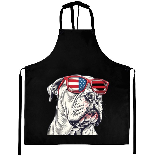 Dogo Argentino dog. 4th of July and memorial day Aprons