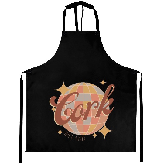Cork City Ireland Retro Vintage Disco ball design Aprons