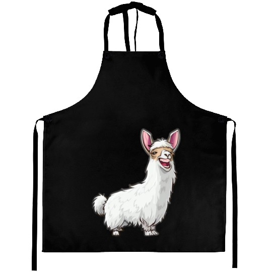 Smiling Llama With Bunny Ears Aprons