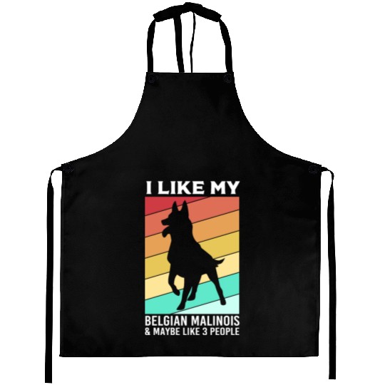 Retro Dog Silhouette I Like My Belgian Malinois Aprons