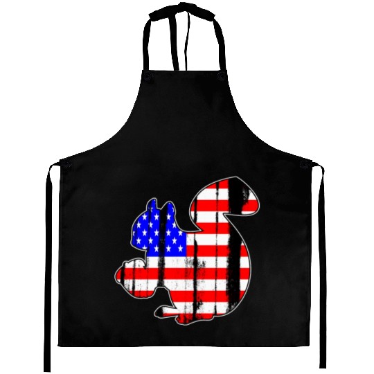 USA American Flag Squirrel Chipmunks Animal Lover Aprons