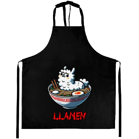 Llamen Noodles Chinese Food Alpaca Llama Lover Aprons