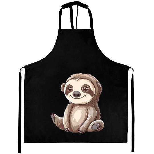 Charming Smiling Sloth Graphic Aprons