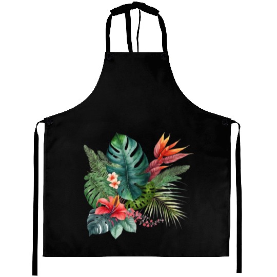 Watercolor Tropical Leaves Clipart, Tropical Leaf Aprons