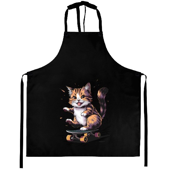 Skateboard Cat Aprons