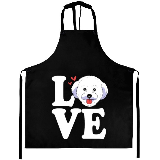 Cute Dog Face I Love My Bichon Frise Aprons