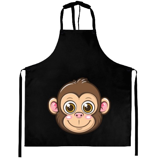 Adorable Monkey Face With Big Eyes Aprons
