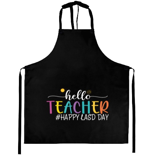hello teacher Happy day preschool summer student Aprons