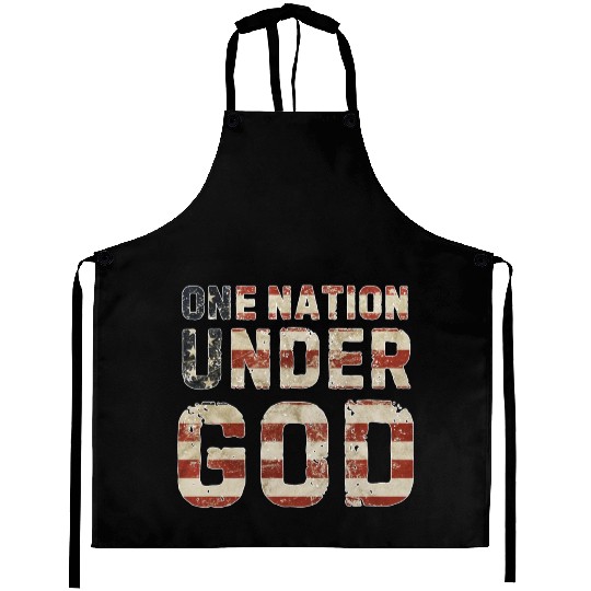 US American Flag One Nation Under God 4th Of July Aprons