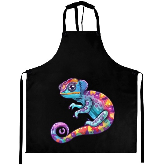 Colorful Chameleon Fantasy Creature Aprons