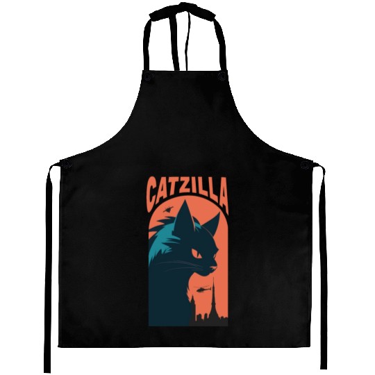 Catzilla king of Cat monster Aprons