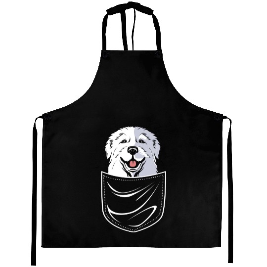 Dog In A Pocket Pet Lover Cute Great Pyrenees Aprons