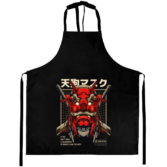 Tengu Mecha Japanese Devil Tattoo Aprons