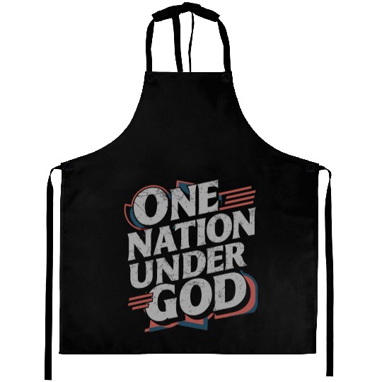 One Nation Under God Christian Pride Retro US Flag Aprons