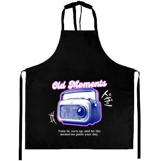 Lilac Black Halftone Radio Portrait Aprons