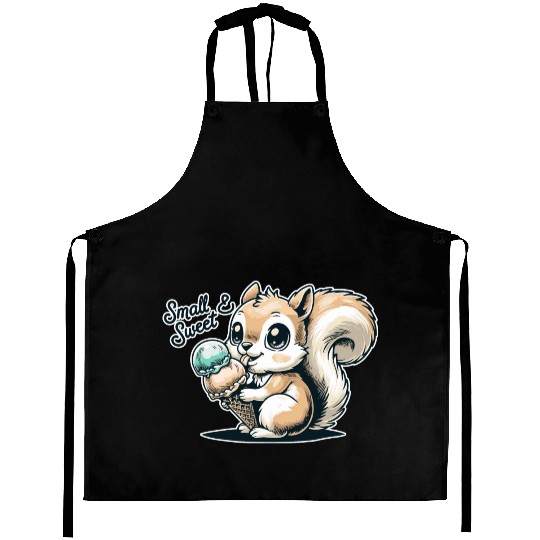 Cute cartoon squirrel with ice cream Aprons
