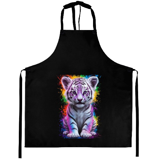 colorful tiger cub Aprons
