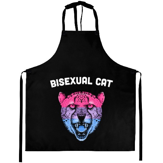 Bisexual Cat Bi LGBTQ Bi Pride LGBT Funny Animal L Aprons