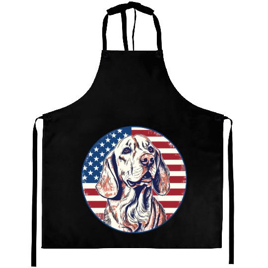 Vintage Retro American Flag Badge with Dog Aprons