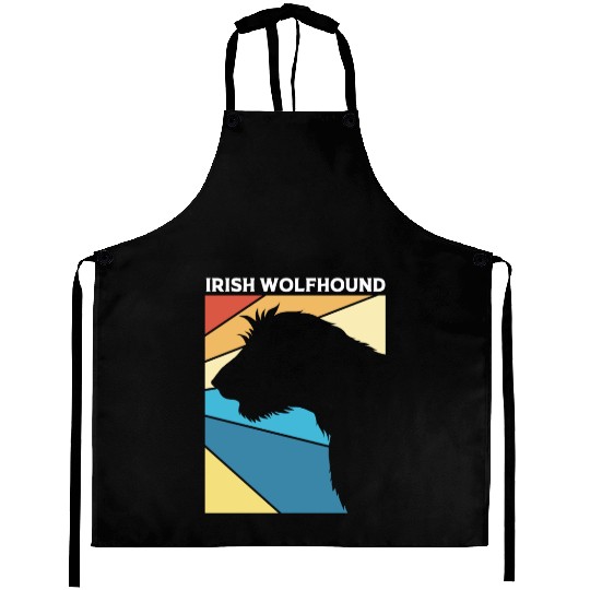 Retro 80s Irish Wolfhound Dog Silhouette Aprons