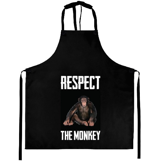 Respect The Monkey Photo Funny Primate Ape Lover Aprons