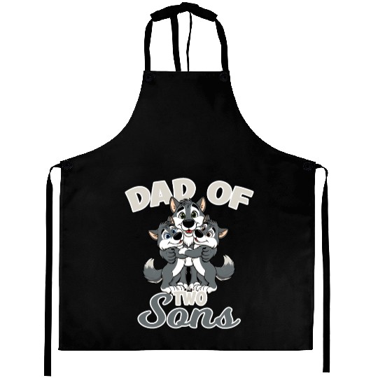 Strong Wolf with Wolf Child for a Dad Aprons