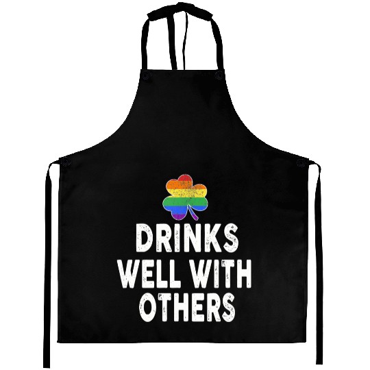 Drinks Well With Others LGBT Gay St Patricks Day Aprons