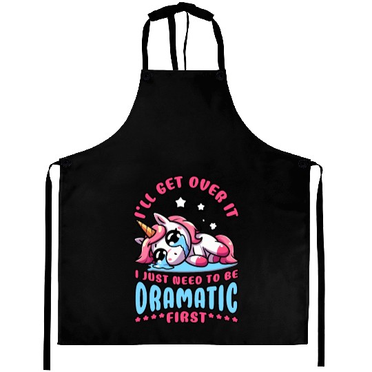 Lazy Crying Unicorn: I Just Need To Be Dramatic Aprons