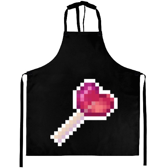 Pixel Art Sprite Cute Heart Lollipop Aprons