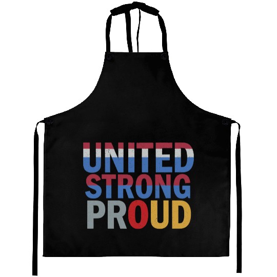 Patriotic United Color Block Design Aprons