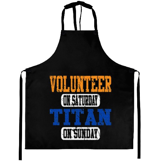 Volunteer and Titan Fun Aprons